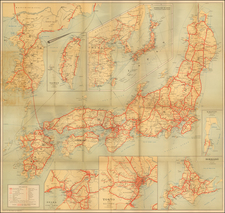 China, Japan and Korea Map By Japanese Government Railways