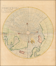 [North Pole] A Globular Draught from the North Pole to the Latitude of 60 degrees. By John Senex / Edmund Halley / Nathaniel Cutler