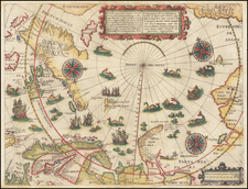 Northern Hemisphere, Polar Maps, Atlantic Ocean, Russia and Scandinavia Map By Theodor De Bry