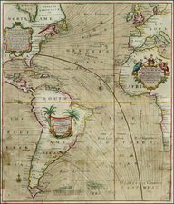 Atlantic Ocean, South America, Africa, Africa and America Map By Edmond Halley