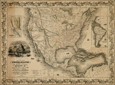 United States and California Map By Joseph Hutchins Colton