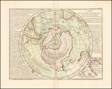 Southern Hemisphere, Polar Maps and New Zealand Map By Philippe Buache