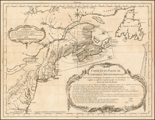 New England and Canada Map By Jacques Nicolas Bellin