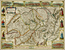 Switzerland Map By Jodocus Hondius