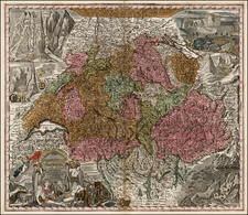 Switzerland Map By Matthaus Seutter