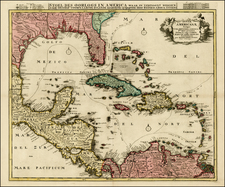 Florida, South, Southeast, Caribbean and Central America Map By Reiner & Joshua Ottens