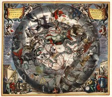 World, Eastern Hemisphere, Polar Maps, Celestial Maps and Curiosities Map By Andreas Cellarius