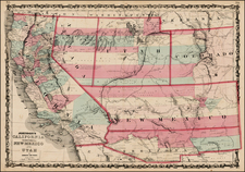 Southwest, Rocky Mountains and California Map By Benjamin P Ward  &  Alvin Jewett Johnson