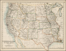 Southwest, Rocky Mountains and California Map By W. & A.K. Johnston