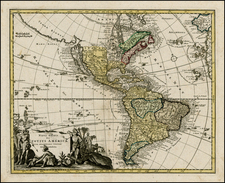 Western Hemisphere, South America and America Map By Johann Christoph Weigel