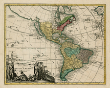 Western Hemisphere, South America and America Map By Johann Christoph Weigel