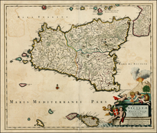 Italy and Balearic Islands Map By Johannes De Ram