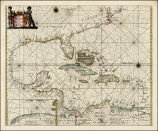 Florida, Southeast, Mexico and Caribbean Map By Pieter Goos