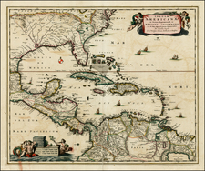 South, Southeast and Caribbean Map By Nicolaes Visscher I