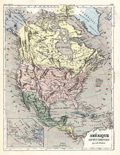 North America Map By Adolphe Hippolyte Dufour