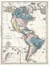 South America and America Map By E. Cortambert