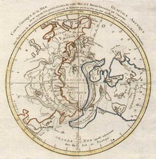 World, Northern Hemisphere, Polar Maps and Alaska Map By Philippe Buache