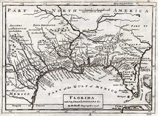 South, Southeast, Texas and Southwest Map By Herman Moll