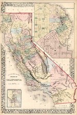 California Map By Samuel Augustus Mitchell Jr.