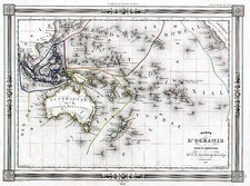 World, Australia & Oceania, Pacific, Australia, Oceania and Other Pacific Islands Map By J.G. Barbie du Bocage