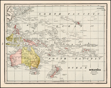 Australia & Oceania and Oceania Map By George F. Cram