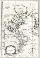 South America and America Map By Jacques Nicolas Bellin