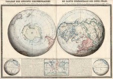 World, World, Northern Hemisphere, Southern Hemisphere and Polar Maps Map By F.A. Garnier