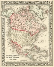 North America Map By Samuel Augustus Mitchell Jr.