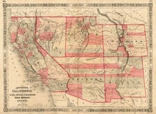 Southwest, Rocky Mountains and California Map By Benjamin P Ward  &  Alvin Jewett Johnson