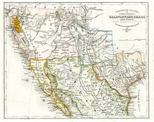 Texas, Southwest, Mexico and California Map By Joseph Meyer