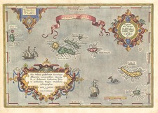 World, Atlantic Ocean, Europe, Portugal and Balearic Islands Map By Abraham Ortelius