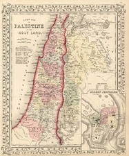 Asia and Holy Land Map By Samuel Augustus Mitchell Jr.