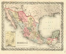 Mexico, Baja California and Central America Map By Joseph Hutchins Colton