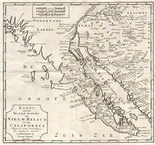 Southwest, Baja California and California Map By Issac Tirion