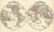 World and World Map By Benjamin P Ward  &  Alvin Jewett Johnson