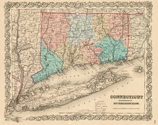 New England Map By Joseph Hutchins Colton