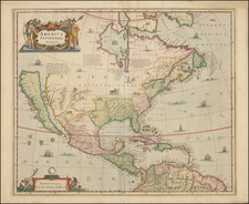 North America and California Map By Henricus Hondius  &  Jan Jansson