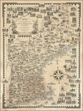 New England, Connecticut, Maine, Massachusetts, New Hampshire, Rhode Island, Vermont and Pictorial Maps Map By Ernest Dudley Chase