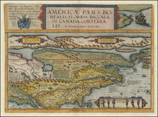 Americae Pars Borealis, Florida, Baccalaos, Canada, Corterealis . . . By Cornelis de Jode