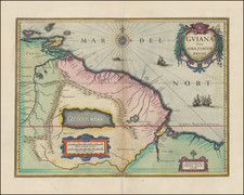 Brazil and Guianas & Suriname Map By Willem Janszoon Blaeu