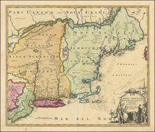 New England, New York State and Mid-Atlantic Map By Johann Baptist Homann