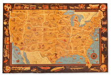 United States and Pictorial Maps Map By Armstrong Linoleum Company