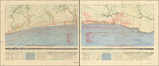 (Second World War - D-Day - Omaha Beach) OMAHA BEACH-EAST (Colleville-sur-Mer) [:] FIRST BEACH OBSTACLE OVERPRINT [with:] OMAHA BEACH-WEST (Vierville-sur-Mer) [:] FIRST BEACH OBSTACLE OVERPRINT. NP, April 21, 1944 (with overprinting of information dated May 12). By Commander Task Force 122