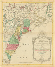 [ British Colonies in North America ]    Carte Nouvelle de L'Amerique Angloise contenant tout ce que les Anglois possedent sur le Continent de L'Amerique Septentrionale . . . By Mathais Albrecht Lotter