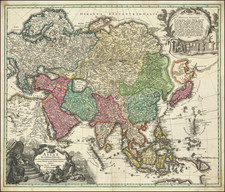 Asiae Recentissima Delineatio Qua Status et Imperia Totius Orientis unacum Orientalibus Indiis… By Johann Baptist Homann