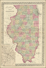 County & Township Map Of The State Of Illinois (Springfield Inset) By Samuel Augustus Mitchell Jr.