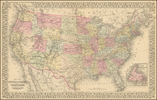 United States Map By Samuel Augustus Mitchell Jr.