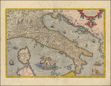 [ Italy ]   Italiae Novissima Descriptio Auctore Jacobo Cataldo Pedemontano By Abraham Ortelius