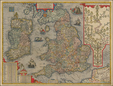 British Isles Map By Abraham Ortelius / Johannes Baptista Vrients