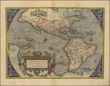 Western Hemisphere, North America and South America Map By Abraham Ortelius